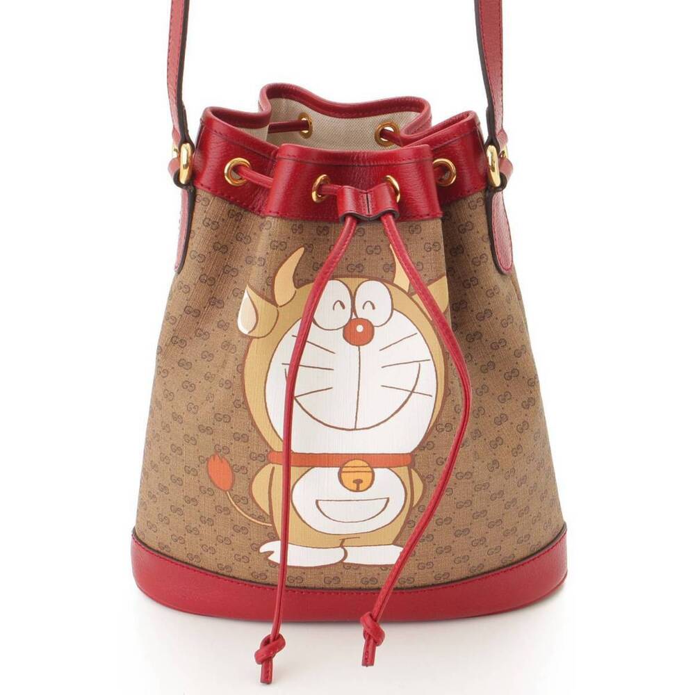GucciGucci Doraemon Collaboration Limited Edition GG Bucket Bag Cow Red